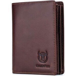 ⚡Men Brown Large Capacity Genuine Leather Bifold Wallet/Credit Card Holder Slots